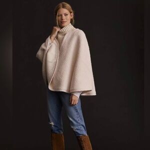 Anthropologie Cream Cowl Neck Poncho